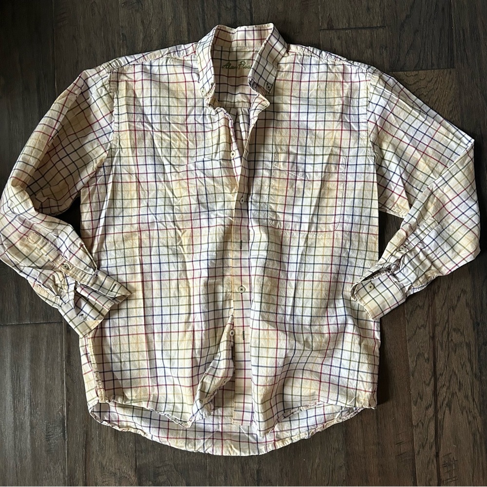 Alan Flusser Multicolor Check Button Down Shirt Unisex Mens L